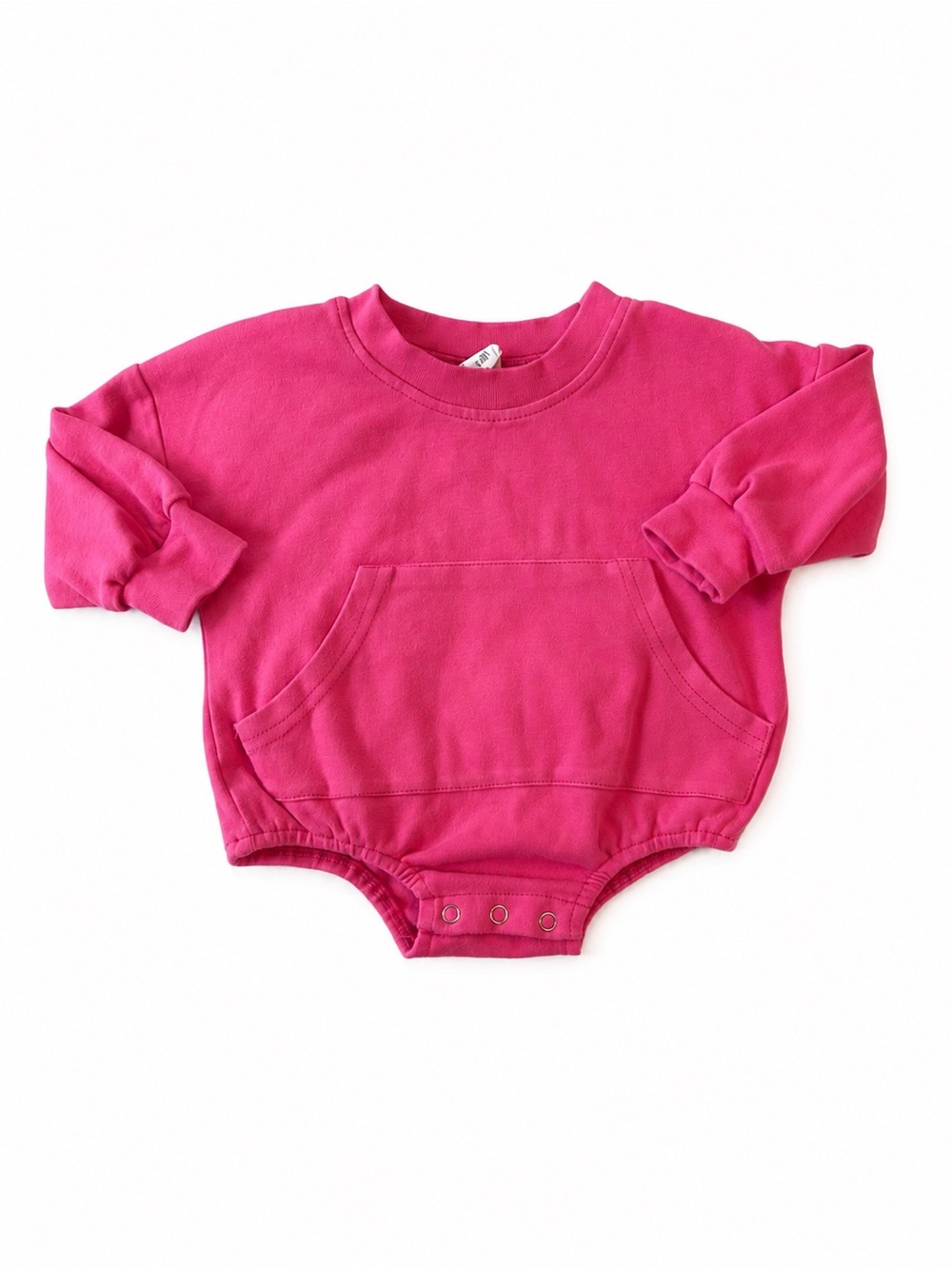 Little One Shop Hot Pink Bubble Romper 3-6M Long Sleeve Pocket Bodysuit
